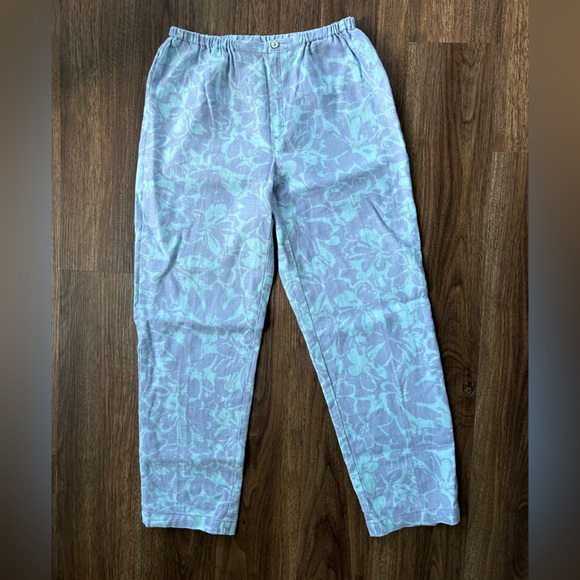 VINTAGE SIGRID OLSEN 90s Linen Pastel Floral Pants Feminine Coastal Grandma Sz S - Picture 4 of 16